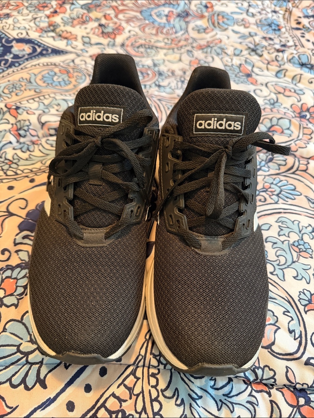 adidas Black Mesh Running Sneakers with White Soles